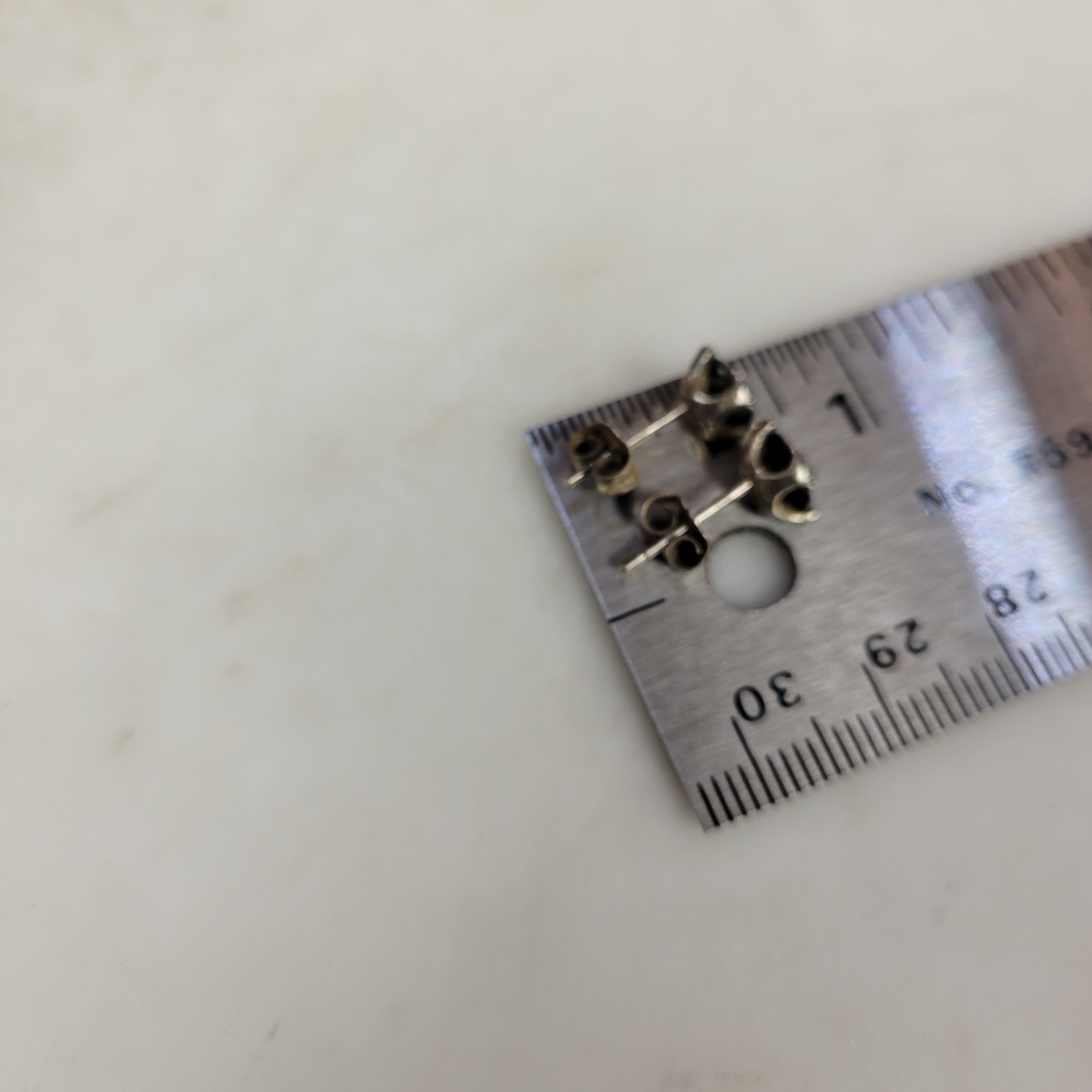 Sterling Silver Black Stone Earrings, Pierced Studs, Ovals - Picture 8 of 11